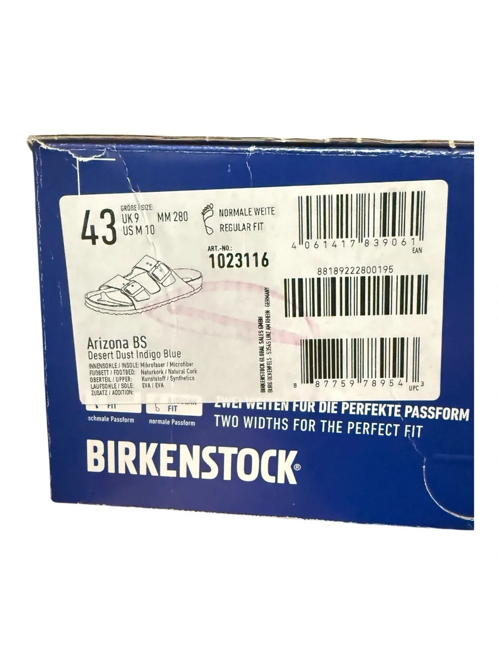 Birkenstock Arizona Desert Dust Indigo Blue Vegan Sandals Men’s 10 NIB